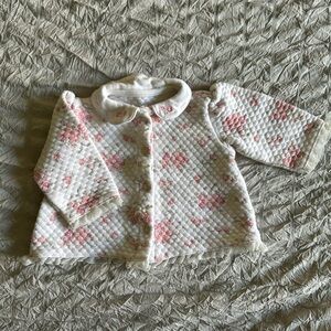 Floral Pink and White Kids Pea Coat